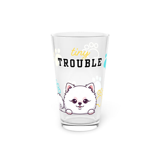 Pomeranian Tiny Trouble Pint Glass
