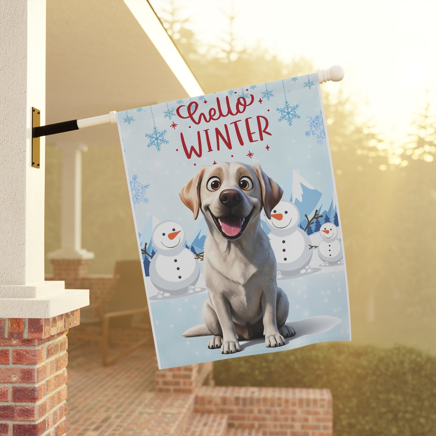 Labrador Hello Winter Garden Banner