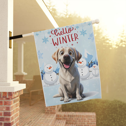 Labrador Hello Winter Garden Banner