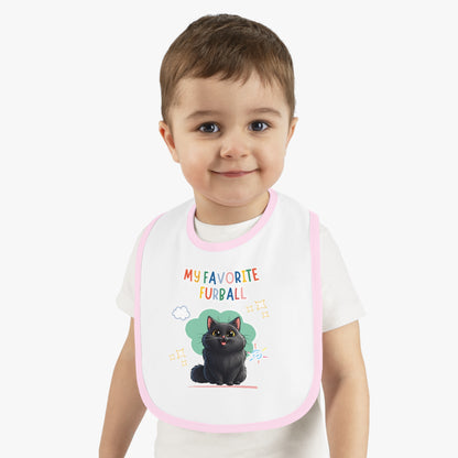 Long hair Black Cat Favorite Furball Baby Bib