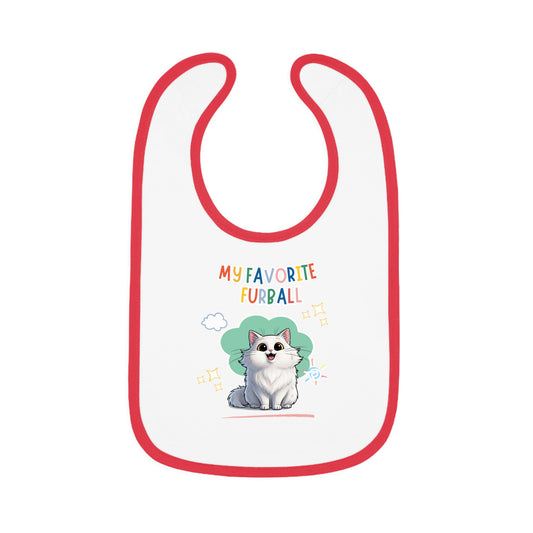 Long hair White Cat Favorite Furball Baby Bib