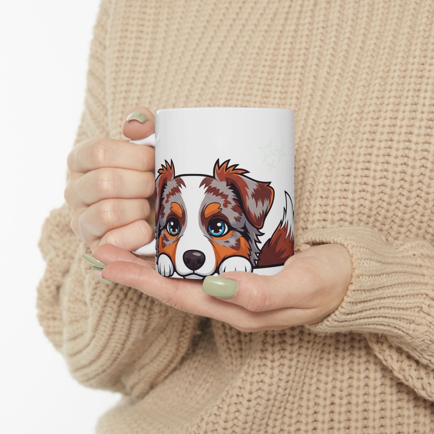 Australian Shepherd Peek-a-Boo Mug | Best Aussie Daddy Gift