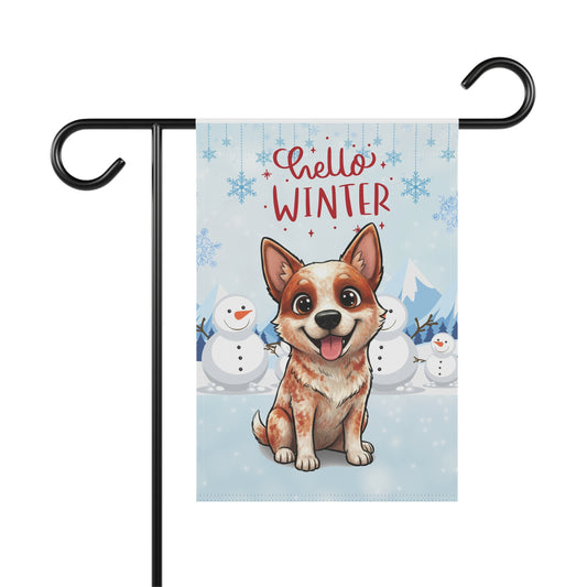 Heeler Hello Winter Garden Banner