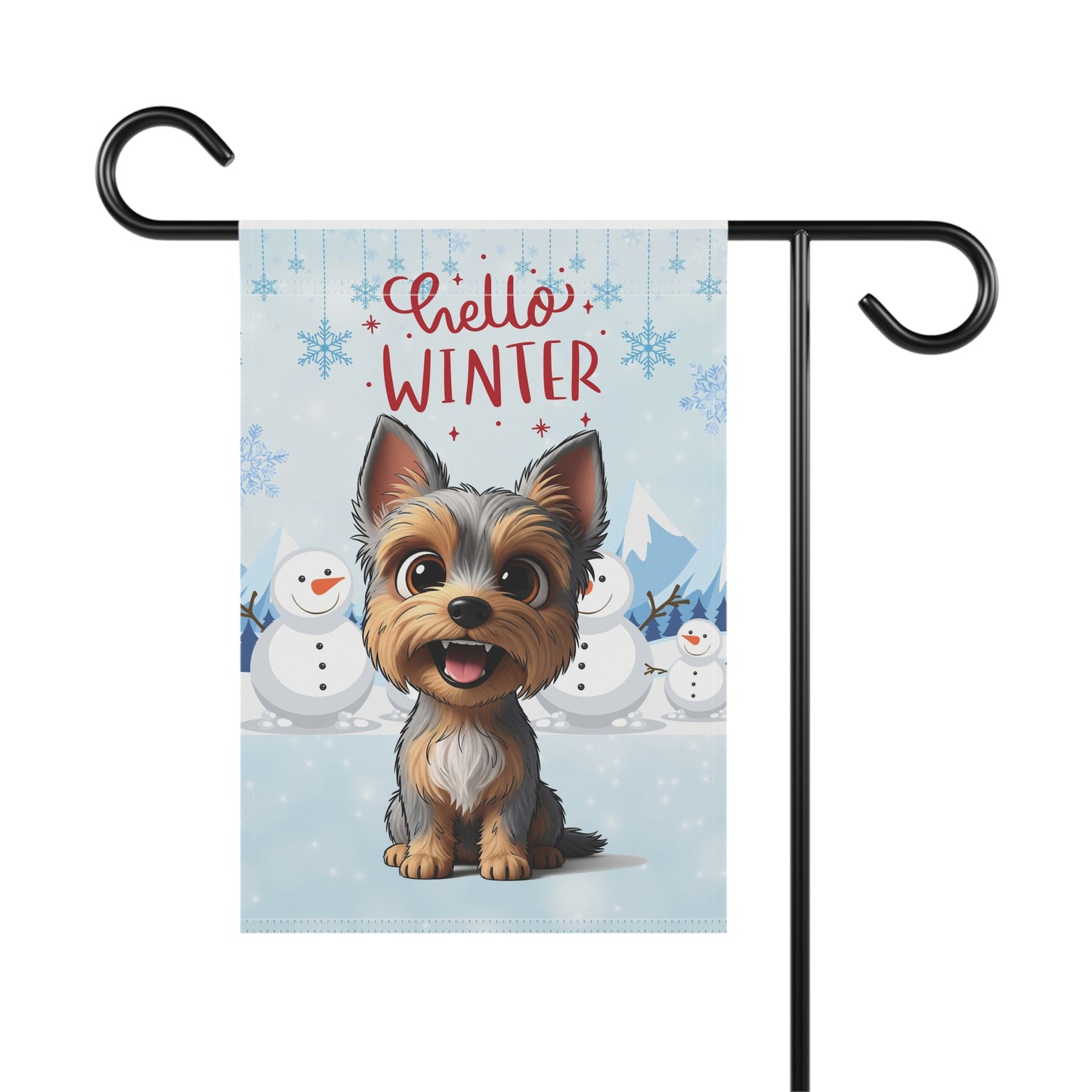 Yorkie Hello Winter Garden Banner