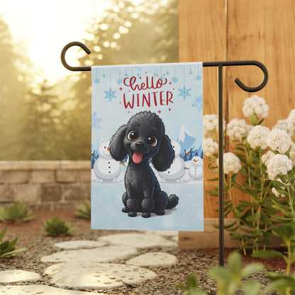 Poodle Hello Winter Garden Banner