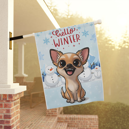 Chihuahua Hello Winter Garden Banner