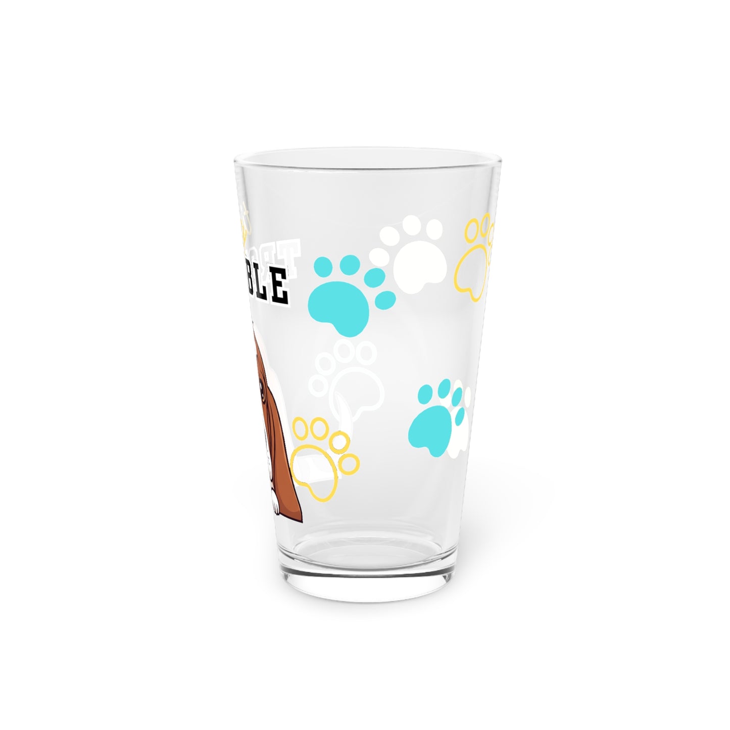 Basset Hound Tiny Trouble Pint Glass