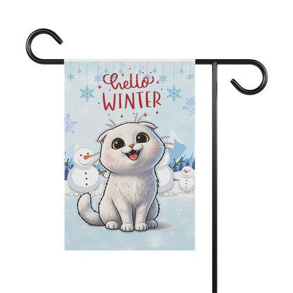 Scottish Fold Hello Winter Garden Banner