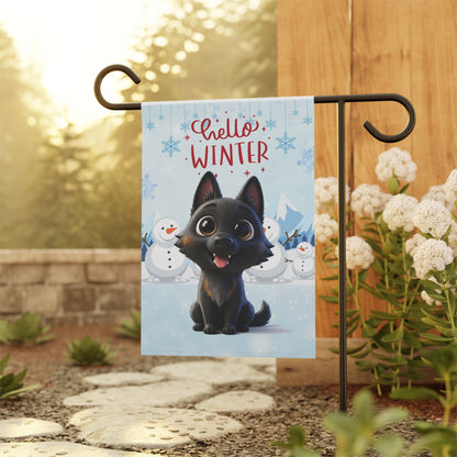 Malinois Hello Winter Garden Banner
