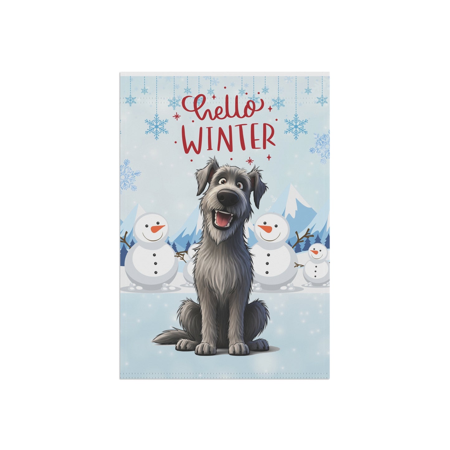 Irish Wolfhound Hello Winter Garden Banner