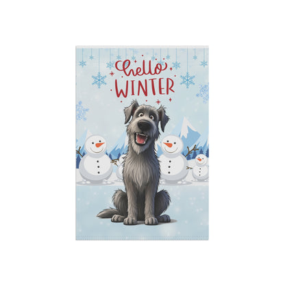 Irish Wolfhound Hello Winter Garden Banner