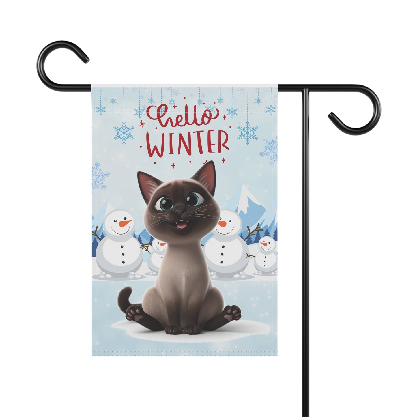 Siamese Cat Hello Winter Garden Banner