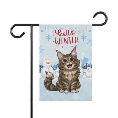Maine Coon Hello Winter Garden Banner
