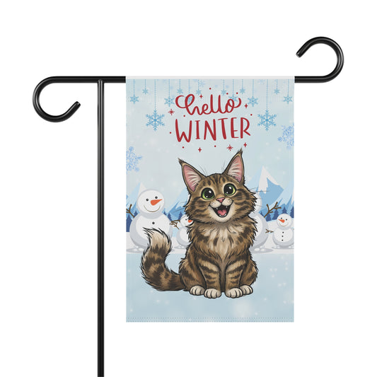 Maine Coon Hello Winter Garden Banner
