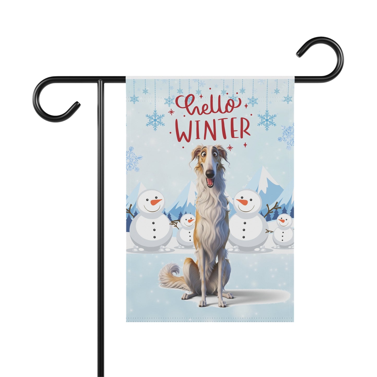 Borzoi Hello Winter Garden Banner