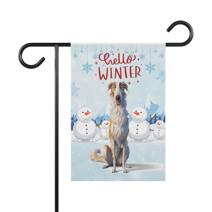 Borzoi Hello Winter Garden Banner