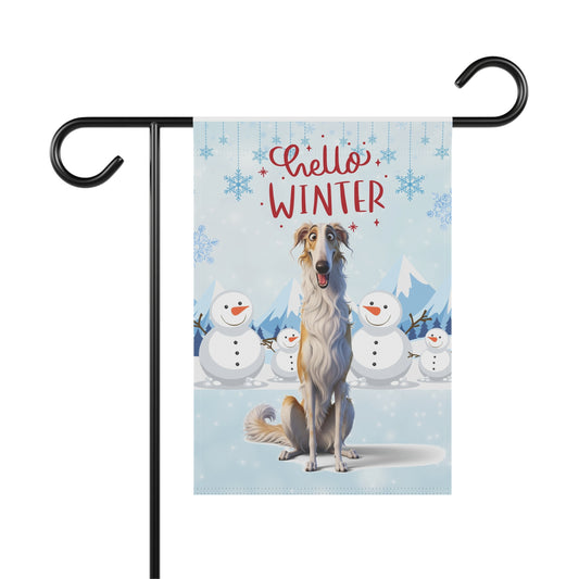 Borzoi Hello Winter Garden Banner