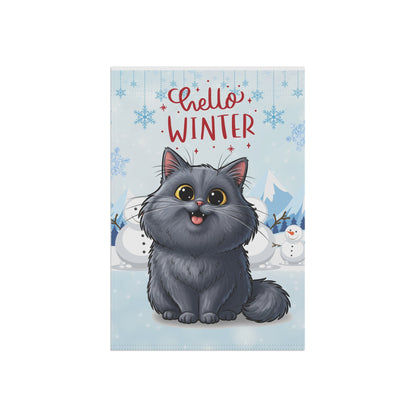 Persian Cat Hello Winter Garden Banner
