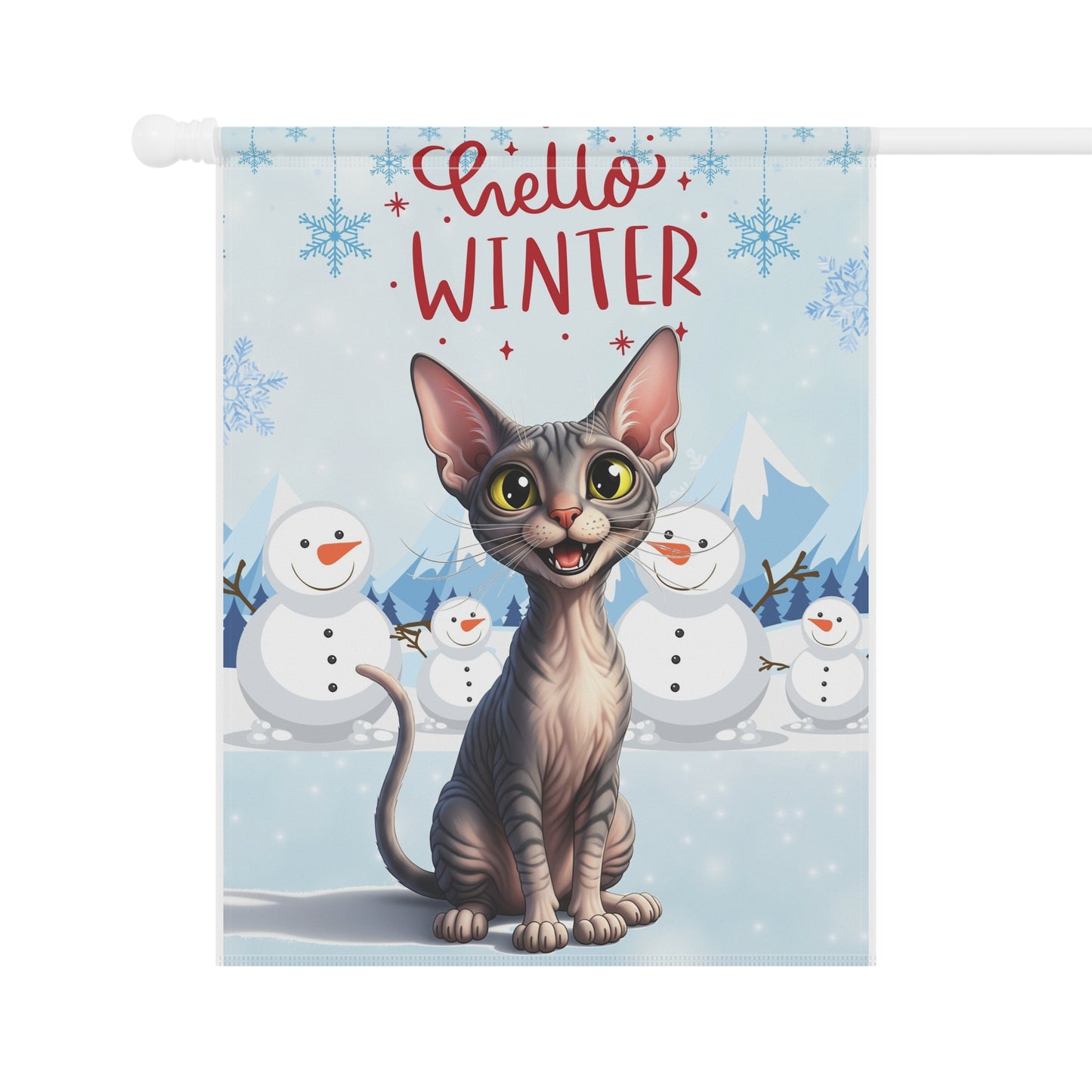 Sphynx Cat Hello Winter Garden Banner