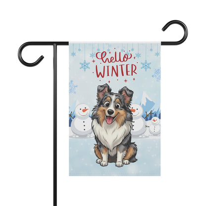 Sheltie Hello Winter Garden Banner