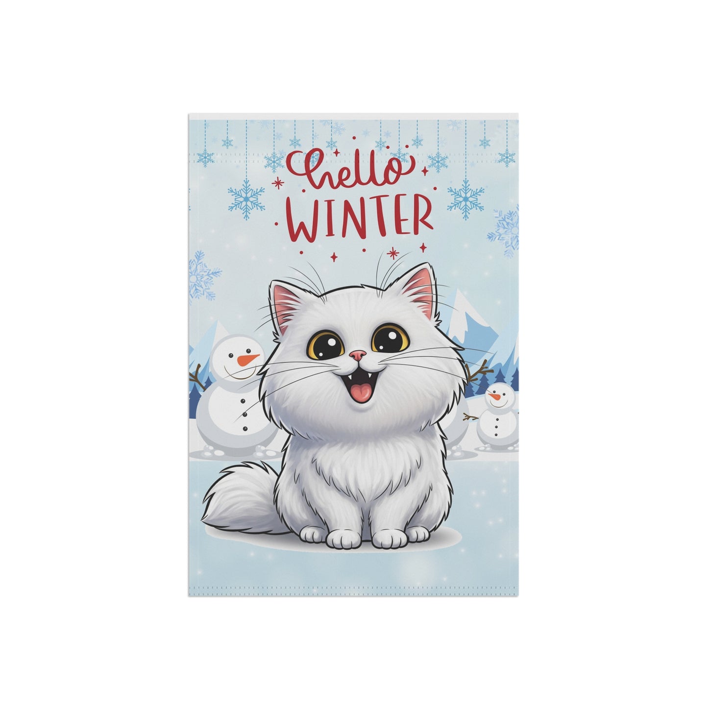 Persian Cat Hello Winter Garden Banner