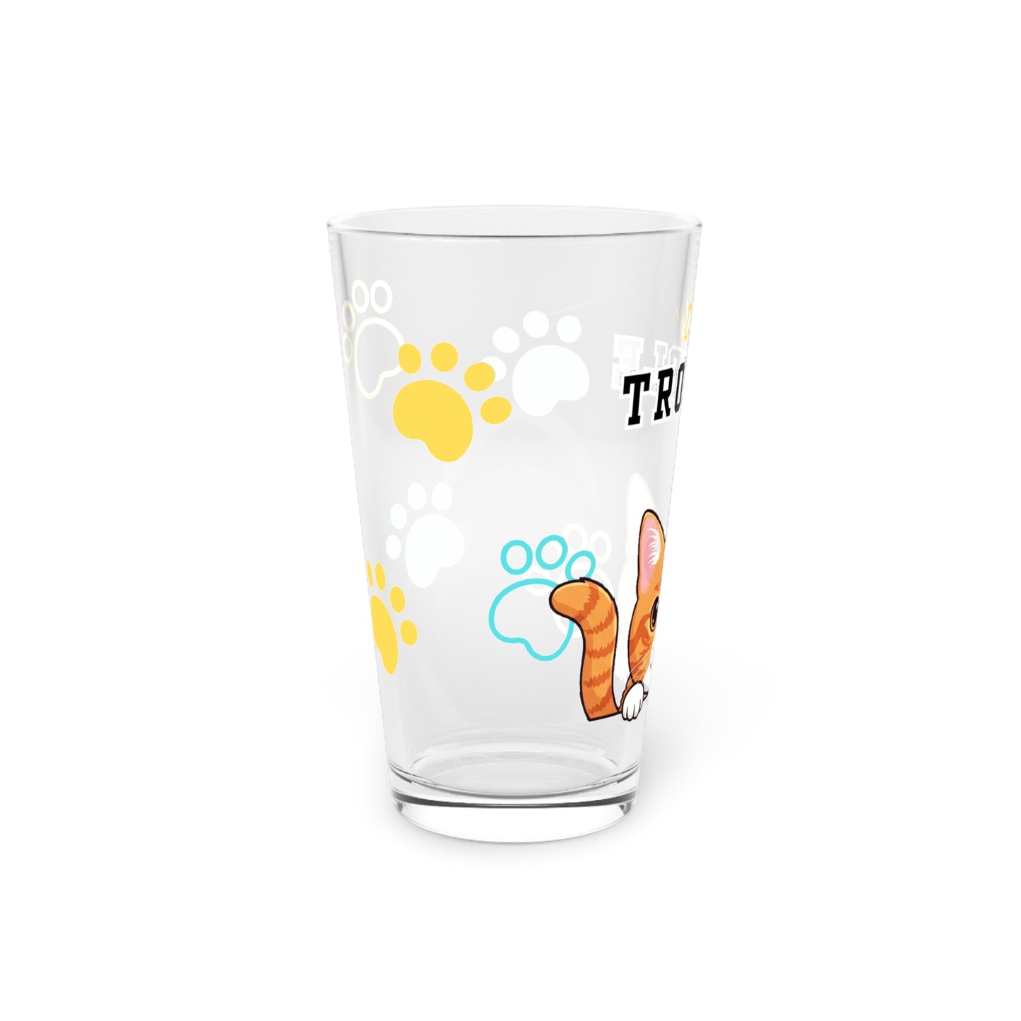 Short hair bi-color orange cat Tiny Trouble Pint Glass