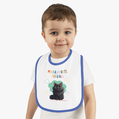 Long hair Black Cat Favorite Furball Baby Bib