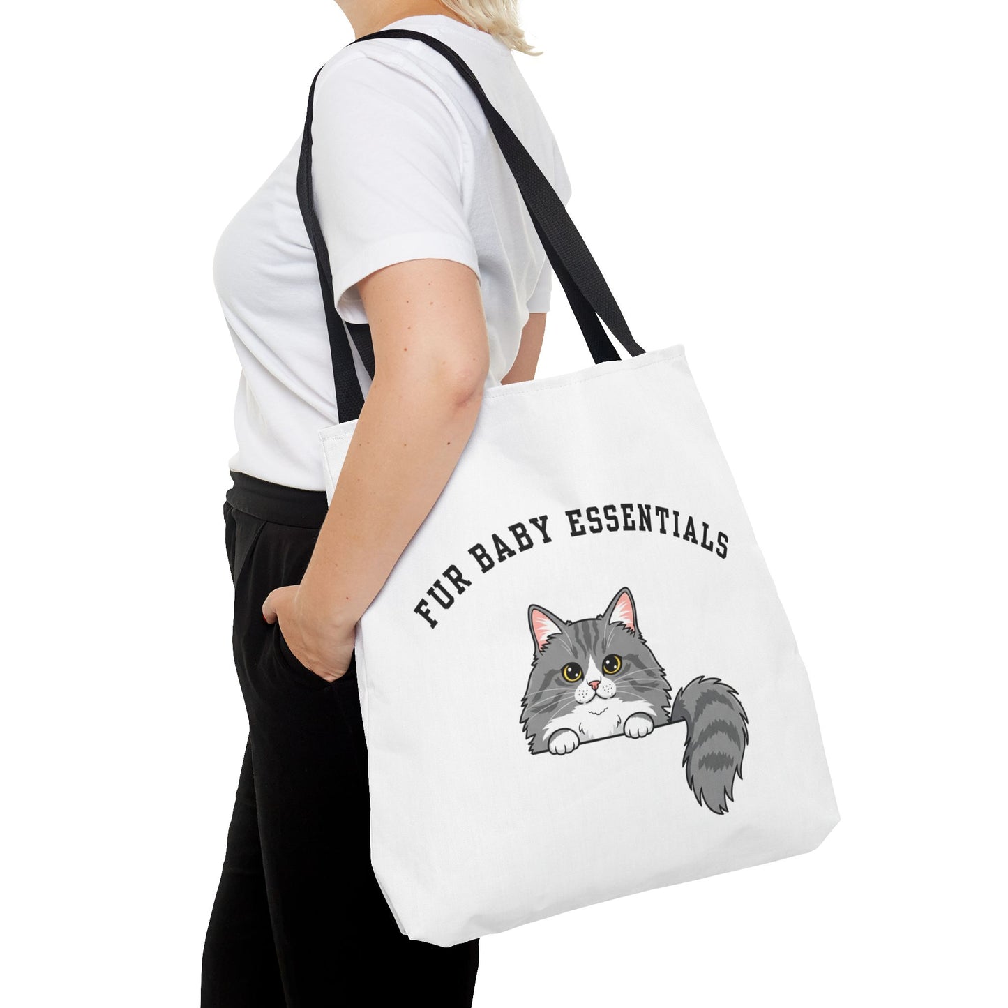 Long hair bi-color gray cat FurBaby Tote Bag