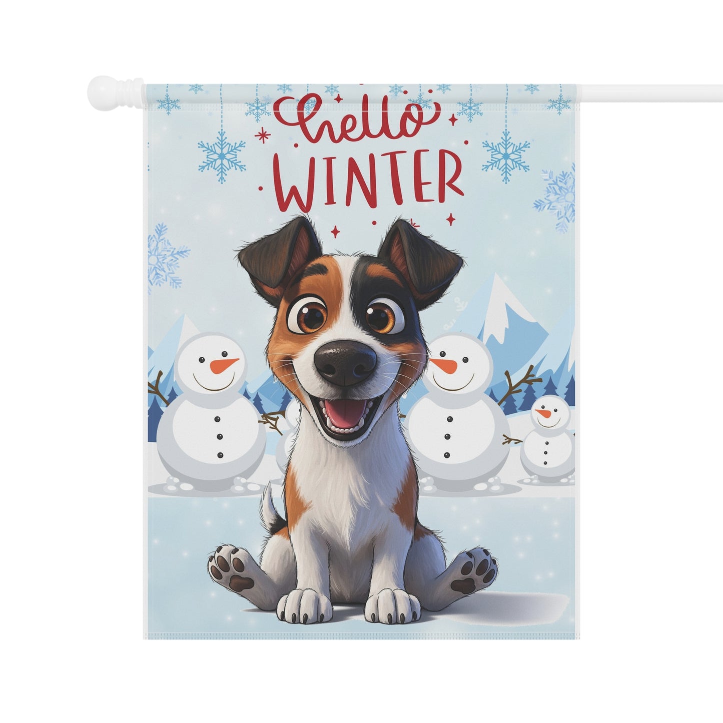 Jack Russell Hello Winter Garden Banner