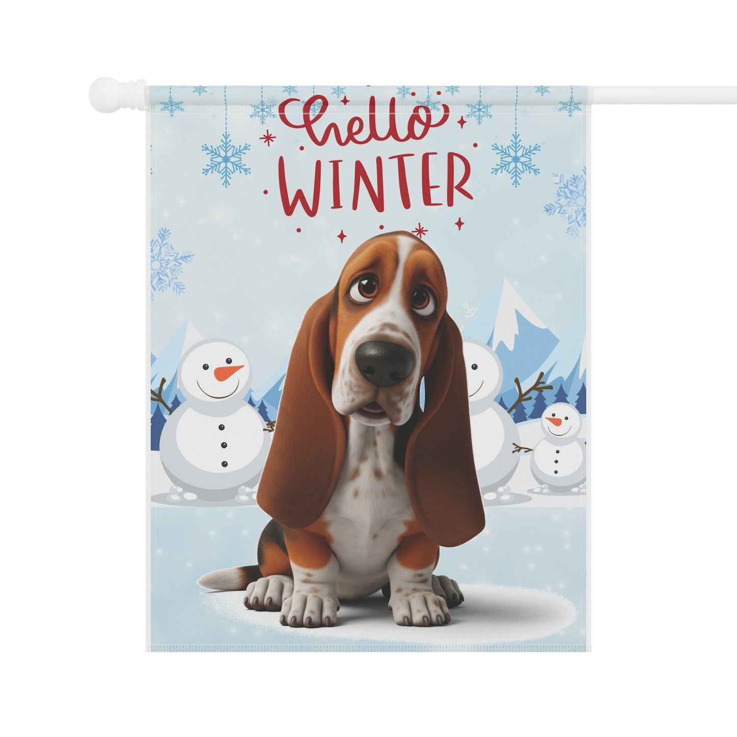 Basset Hound Hello Winter Garden Banner