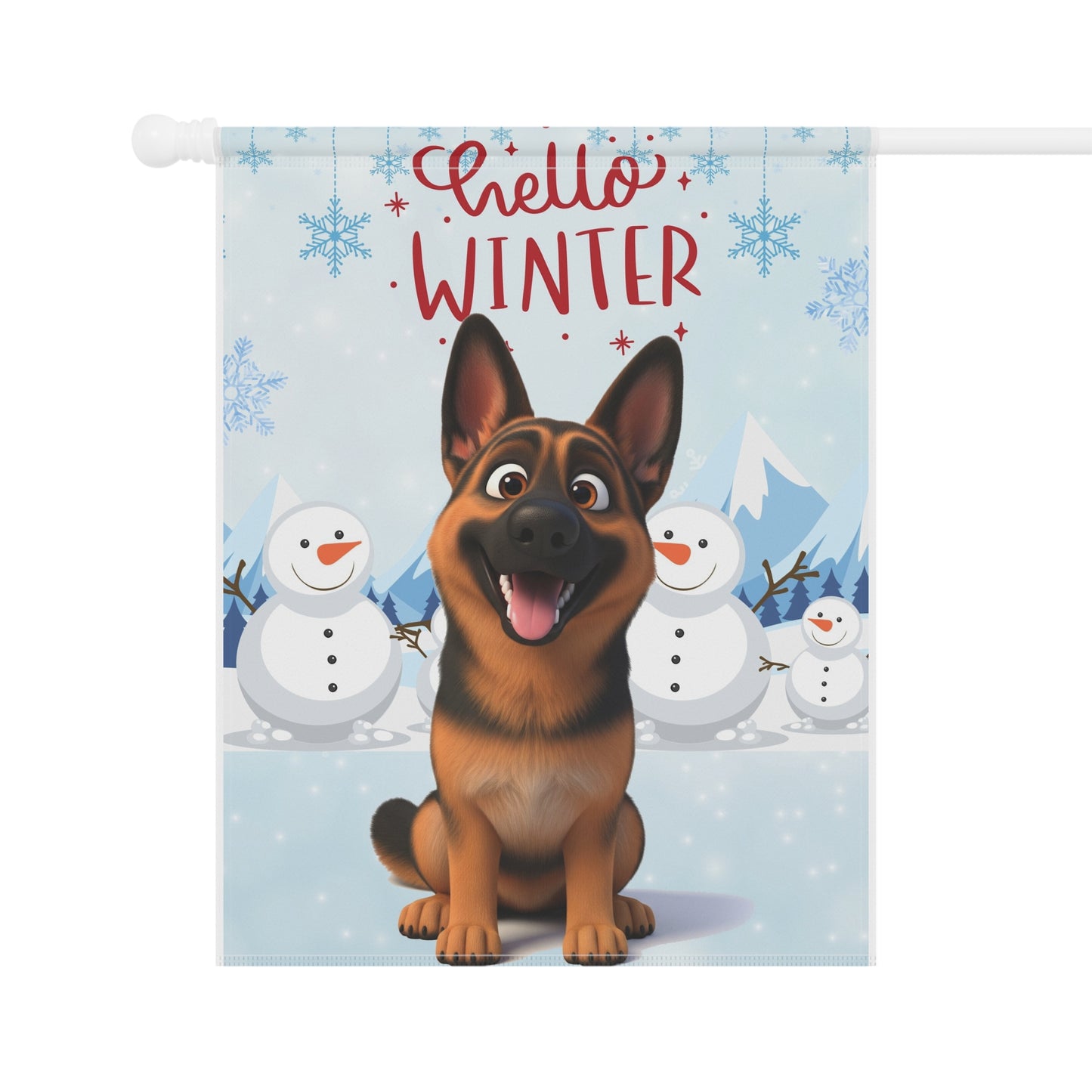 German Shepherd Hello Winter Garden Banner