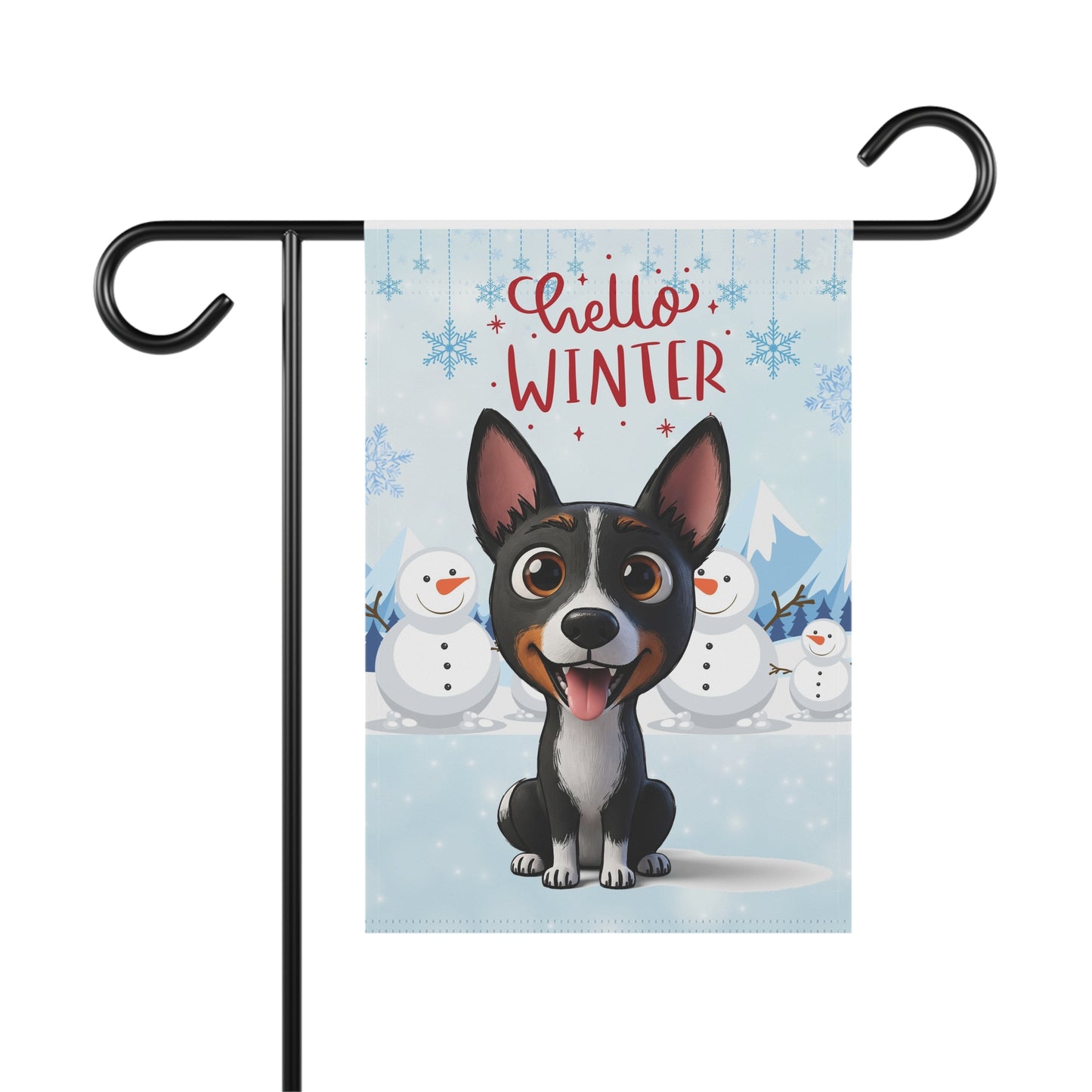 Basenji Hello Winter Garden Banner