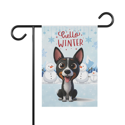 Basenji Hello Winter Garden Banner