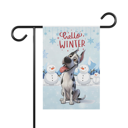 Great Dane Hello Winter Garden Banner
