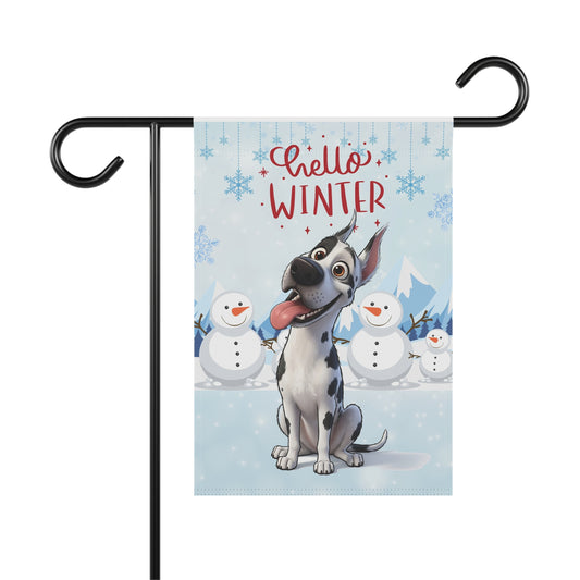 Great Dane Hello Winter Garden Banner
