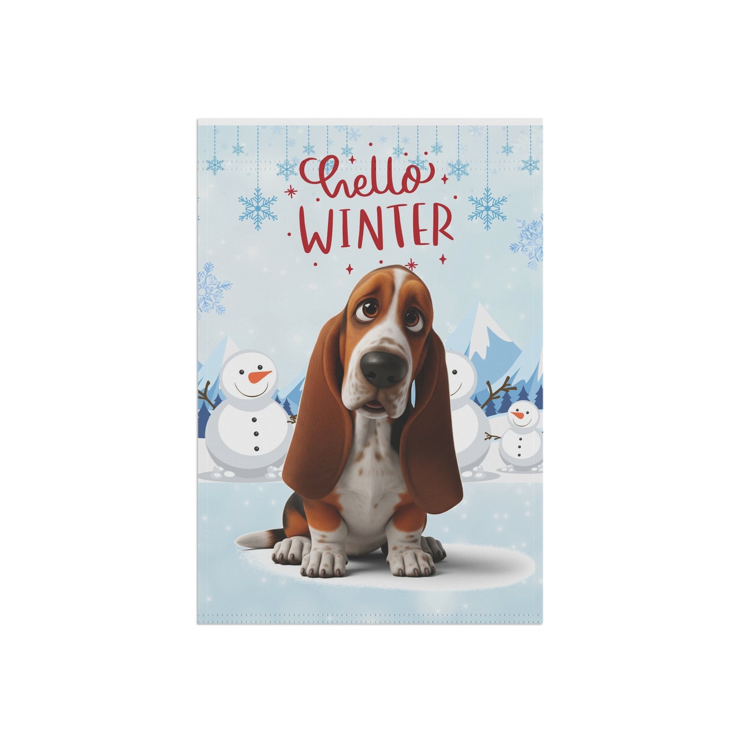 Basset Hound Hello Winter Garden Banner