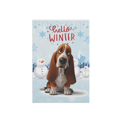 Basset Hound Hello Winter Garden Banner