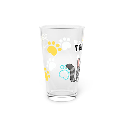 Short hair bi-color gray cat Tiny Trouble Pint Glass