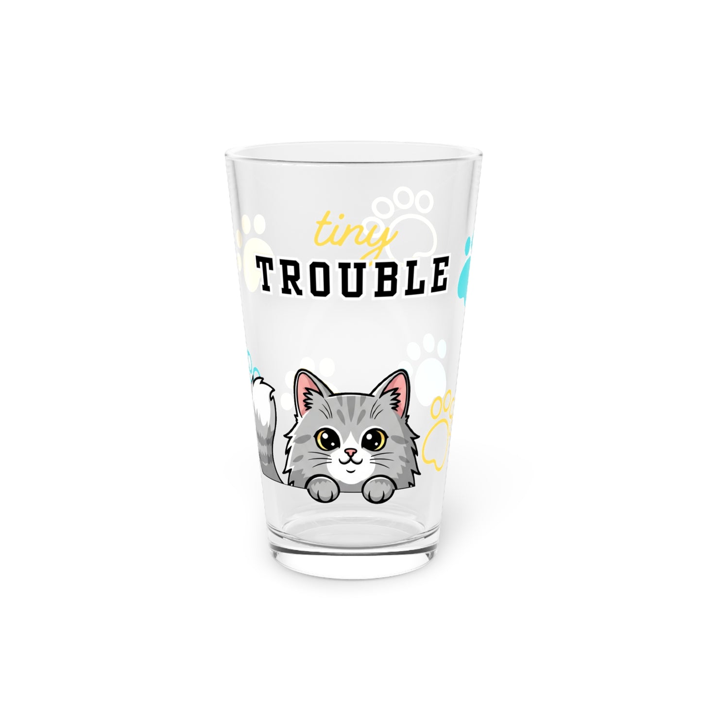 Long hair gray cat Tiny Trouble Pint Glass