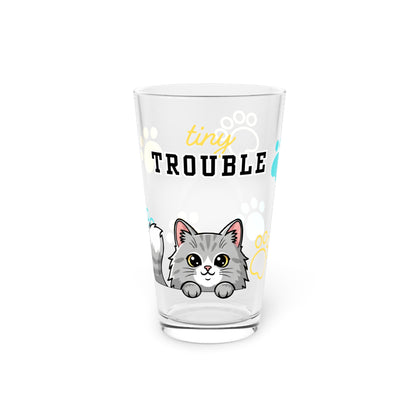 Long hair gray cat Tiny Trouble Pint Glass