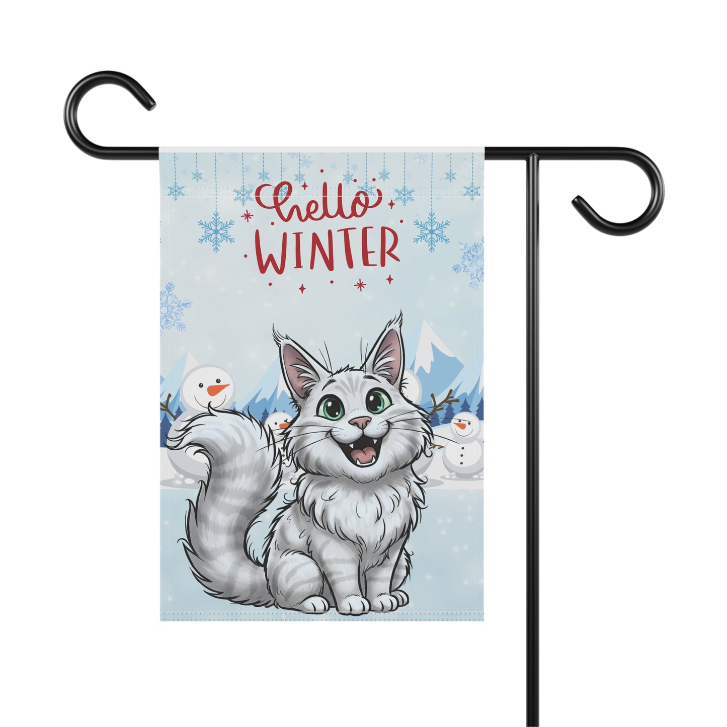Maine Coon Hello Winter Garden Banner