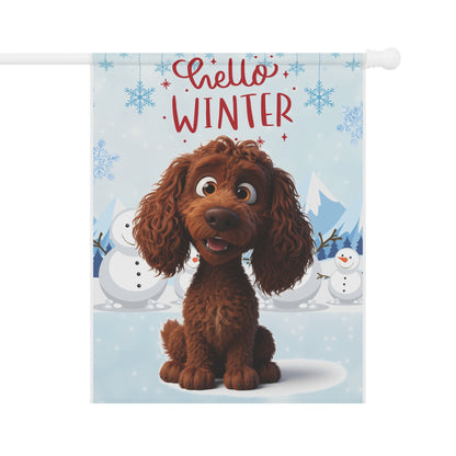 Spaniel Hello Winter Garden Banner