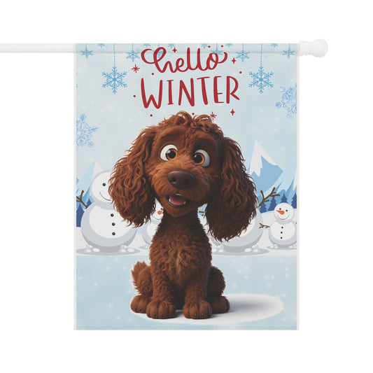 Spaniel Hello Winter Garden Banner