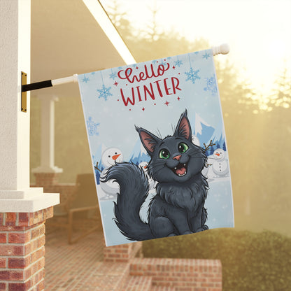 Maine Coon Hello Winter Garden Banner