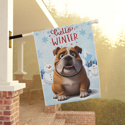 Bulldog Hello Winter Garden Banner