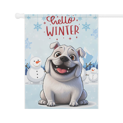 Bulldog Hello Winter Garden Banner