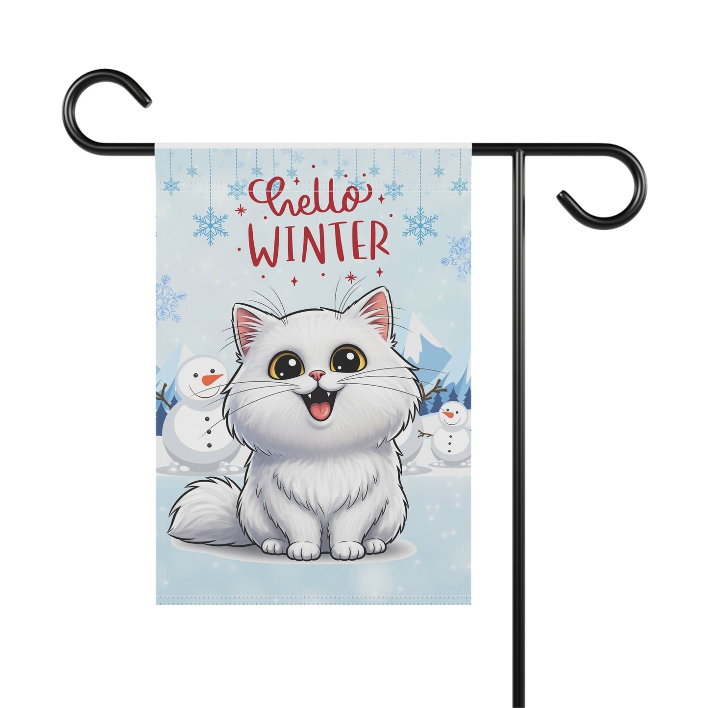 Persian Cat Hello Winter Garden Banner
