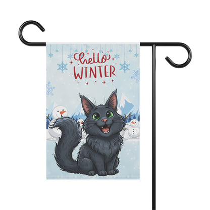 Maine Coon Hello Winter Garden Banner