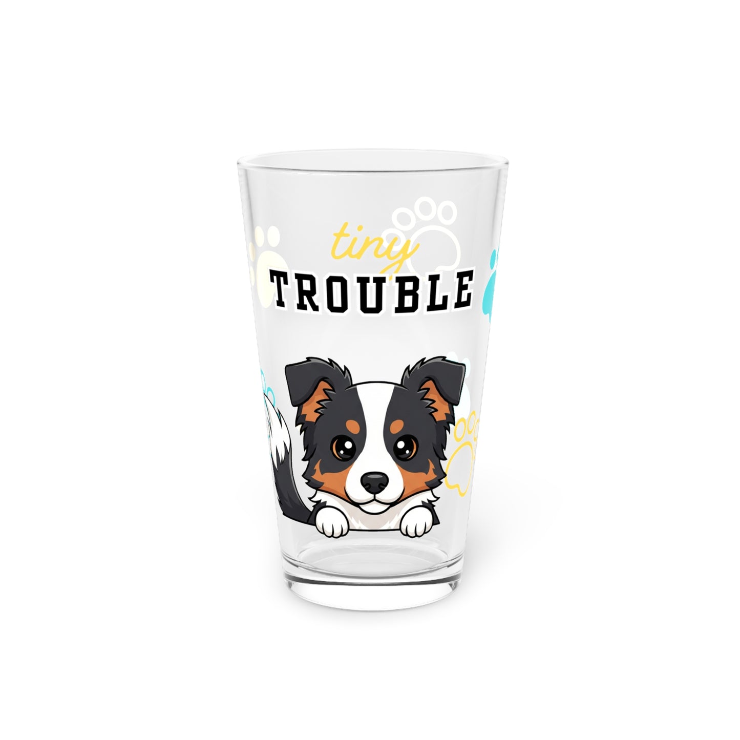 Border Collie Tiny Trouble Pint Glass