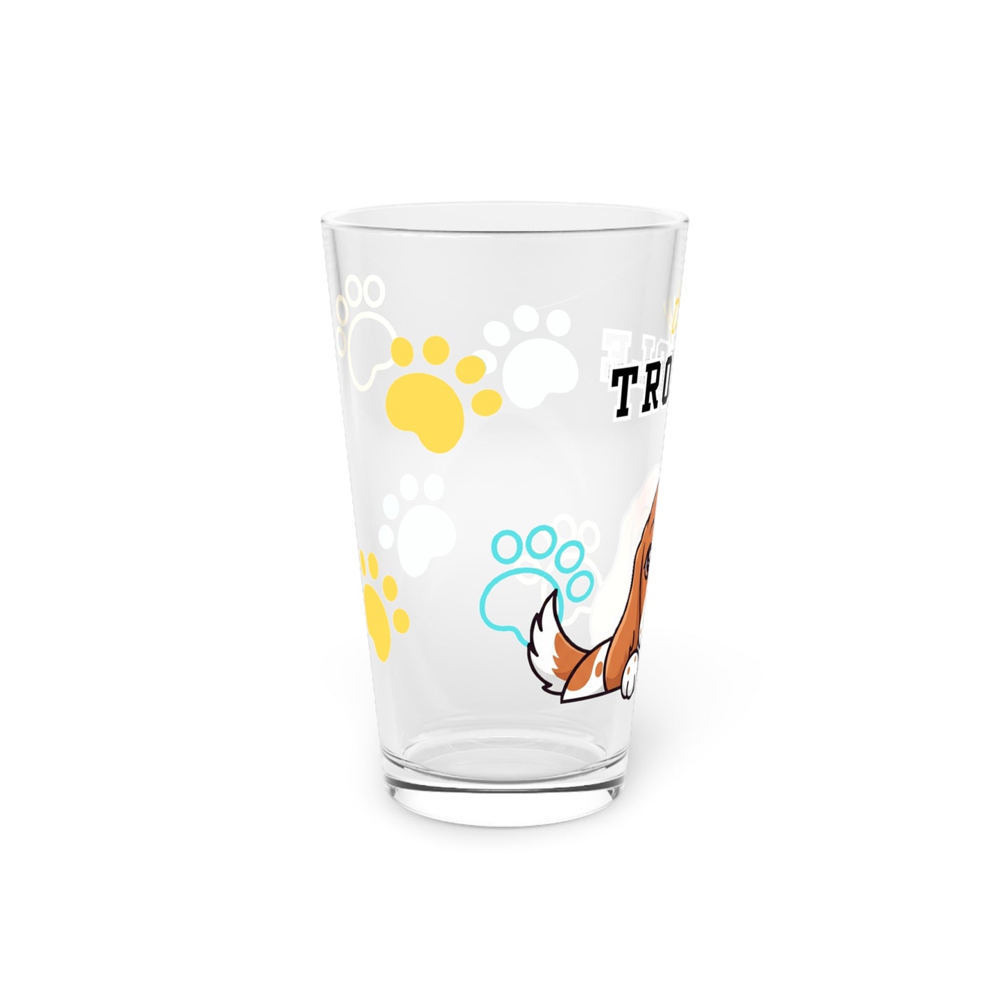 Spaniel Tiny Trouble Pint Glass